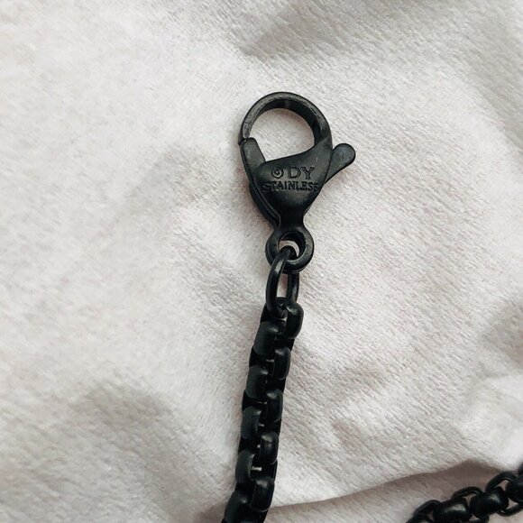 David Yurman Cable Cross Pendant w/Black Stainless Necklace 26" w/Pouch Mint - Picture 15 of 16